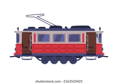 Red Tram or Trolley as Traditional Istanbul Symbol Vector Illustration