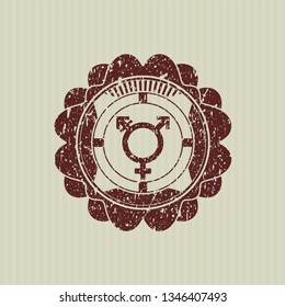 Red transgender icon inside rubber stamp