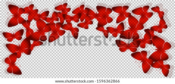 Red Translucent Butterflies On Transparent Background Stock Vector ...