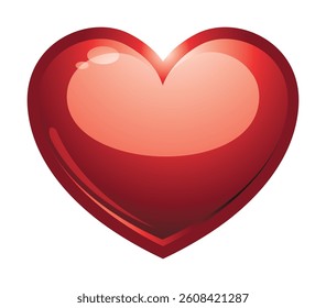 Red transparent 3d volumetric glass heart. Brilliant glossy heart shape. ECohaniya and romance. Valentine's Day EPS 10. Vector illustrations