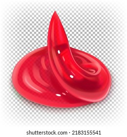Postre de berry transparente rojo, mermelada, gelatina, sobre la superficie. Ilustración realista vectorial 3d aislada sobre fondo transparente blanco.