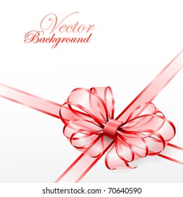 Red transparent bow isolated on white. Vector illustration