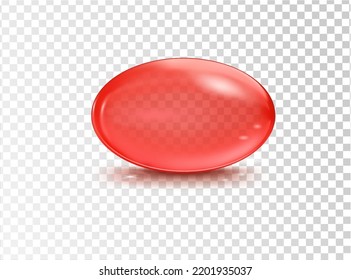 Red transparent capsule or bubble on a transparent background. Vector illustration