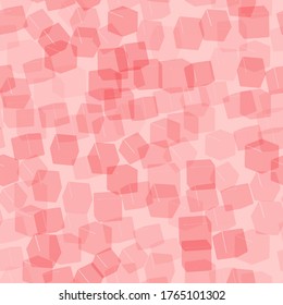 Red Transparent Cubes Seamless Pattern, 3D Illustration