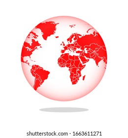 Vektorillustration zur Darstellung der Roten Weltkarte in der Welt
