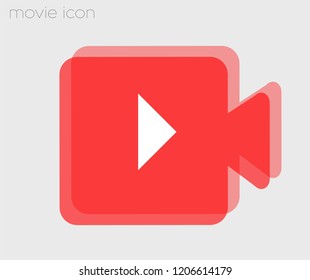 Red transparent movie icon in vector graphics