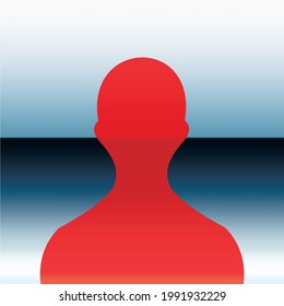 red transparent person icon image with white to blue gradient background