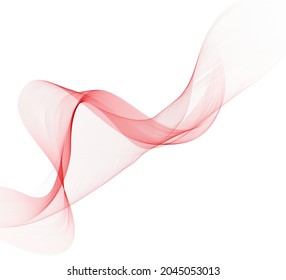 Red transparent smoky stream of waves. Abstract design element.