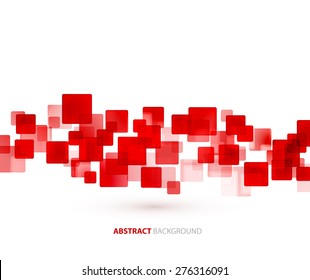 Red transparent squares shapes technical background. Vector technology design