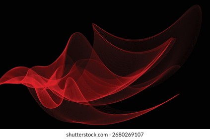 Red transparent wave on a white background. Elegant flowing curves with a modern and dynamic abstract style, perfect for digital art, posters, wallpaper, presentations, and creative design projects.