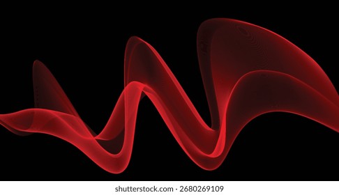 Onda transparente vermelha sobre um fundo branco. Curvas fluindo elegantes com um estilo abstrato moderno e dinâmico, perfeito para arte digital, cartazes, papel de parede, apresentações e projetos de design criativo.