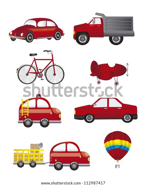 red transport isolated over white\
background. vector\
illustration