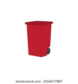 Red trash bin vector illustration on white background. Sorting garbage. Ecology and recycle. 