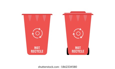 lata de basura roja en un estilo plano. Concepto de OCE. Vector.