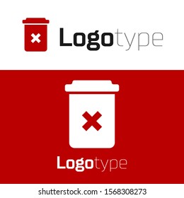 Red Trash can icon isolated on white background. Delete icon. Garbage bin sign. Recycle basket icon. Office trash icon. Logo design template element. Vector Illustration