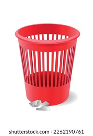 Ilustración vectorial realistas detalles de la lata de basura roja 3d