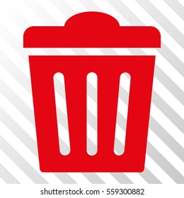 Red Trash Can toolbar icon. Vector pictograph style is a flat symbol on diagonal hatch transparent background.