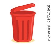 Red trash can,garbage can,rubbish bin icon