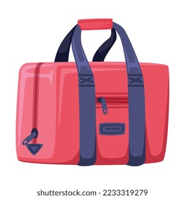 Red Travel Bag with Handle and Zipper as Packed Luggage for Traveling Vector Illustration