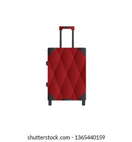 Red travel bag or suitcase. Isolated on white. Vector illustration