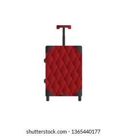 Red travel bag or suitcase. Isolated on white. Vector illustration