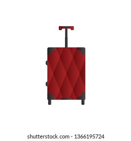 Red travel bag or suitcase. Isolated on white. Vector illustration