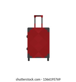 Red travel bag or suitcase. Isolated on white. Vector illustration