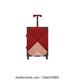 Red travel bag or suitcase. Isolated on white. Vector illustration