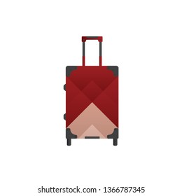 Red travel bag or suitcase. Isolated on white. Vector illustration