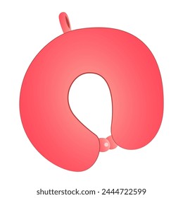 Red travel pillow on white background
