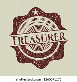 Red Treasurer distress rubber stamp with grunge texture