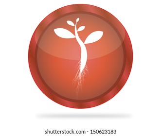 red tree button, vector illustration