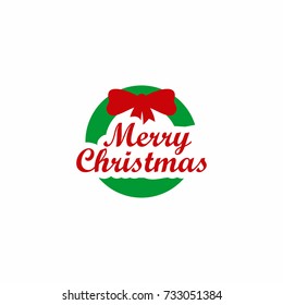 Red Tree Christmas Icon Logo Vector with White Background