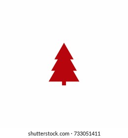 Red Tree Christmas Icon Logo Vector with White Background