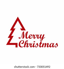 Red Tree Christmas Icon Logo Vector and Merry Christmas with White Background