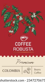 red tree coffee beans of colour vector for packaging label sticker, poster, brochure, card, banner, flyer, illustration promotion, graphic branding.