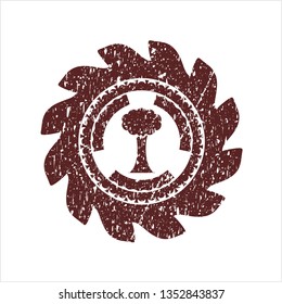 Red tree icon inside distress rubber texture