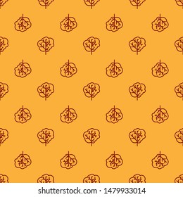 Red Tree icon isolated seamless pattern on brown background. Forest symbol.  Vector Illustration