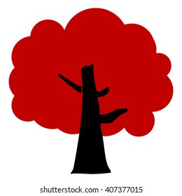 Red tree icon on white background