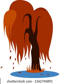 Red tree, illustration, vector on white background.