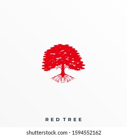 Red Tree Illustration Vector Template. Suitable for Creative Industry, Multimedia, entertainment, Educations, Shop, and any related business