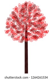 Red tree isolated