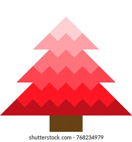 Red tree in low poly style on white background. Diagonal stripe pattern vector abstract 