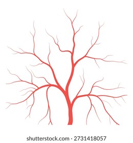 Red tree with many branches and no leaves illustration icon