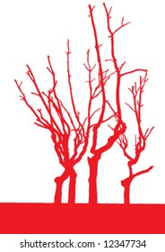 Red tree silhouette design element