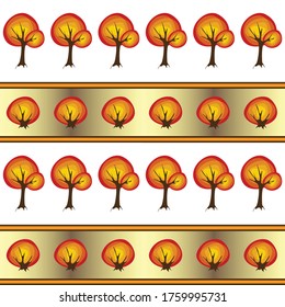 Red trees autumn seamless pattern