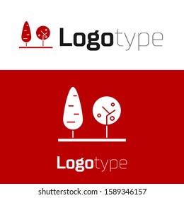 Red Trees icon isolated on white background. Forest symbol. Logo design template element. Vector Illustration