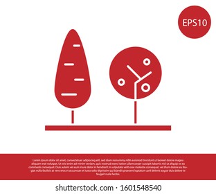 Red Trees icon isolated on white background. Forest symbol.  Vector Illustration