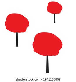 Red trees on white background, abstract, vector