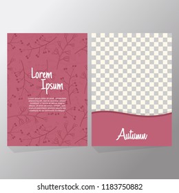 Red Trendy Set of Autumn Backgrounds texture illustration template with fall silhouette berry cherry fruit and space image for card, promo poster, flyer, web banner, shopping sale and frame leaflet